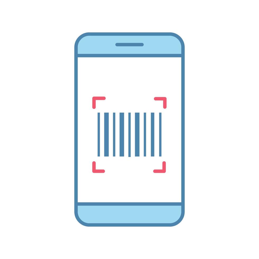 Farbsymbol der Barcode-Scan-App. Smartphone liest linearen Barcode. eindimensionaler Code-Scanner. isolierte Vektorillustration vektor