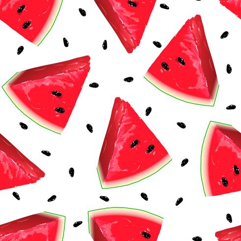 Stücke der roten Wassermelone auf nahtlosem Hintergrund. vektor