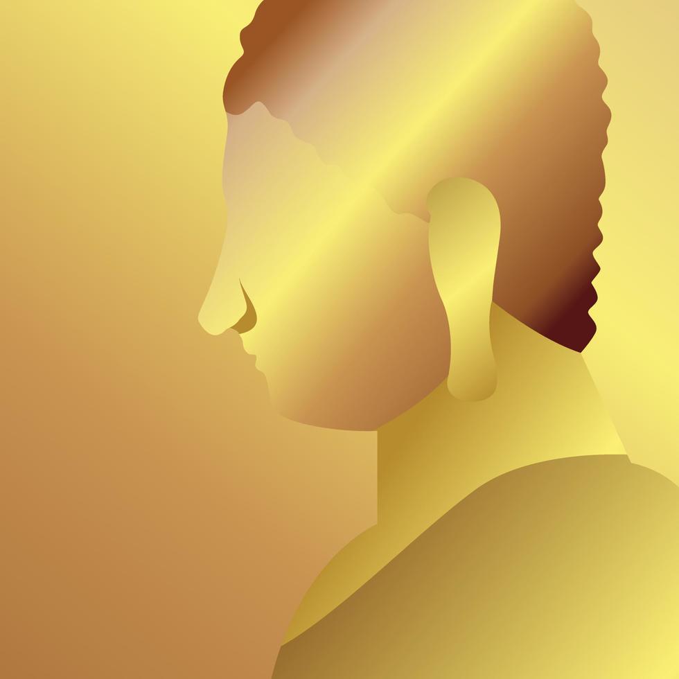 buddha med gyllene ton över gyllene bakgrund vektor