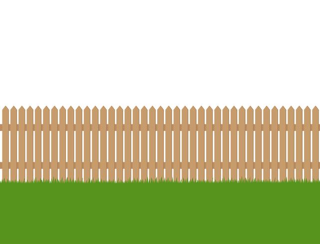 Sömlös av trä staket och grönt gräs isolerad på vit bakgrund vektor