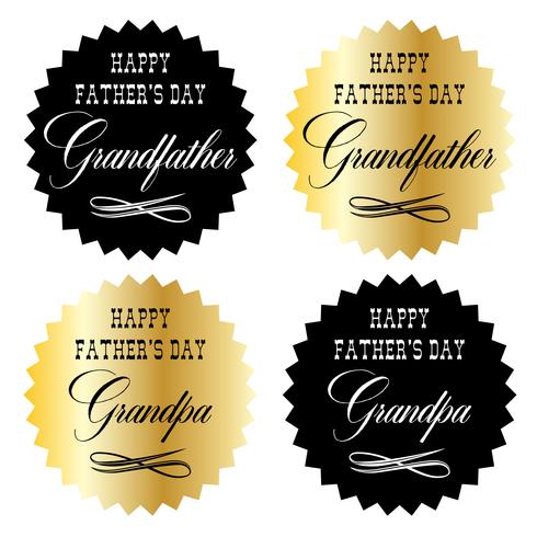 glückliches Vatertags-Großvatergold und schwarze grafische Embleme vektor