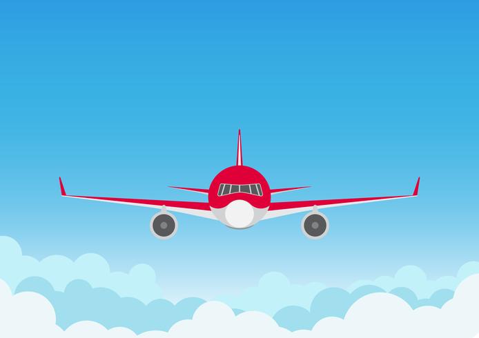 Vector Illustration des Flugzeuges auf Hintergrund des blauen Himmels