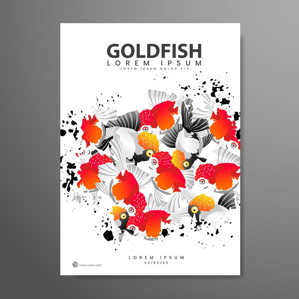 Poster Design. Goldfischfest mit buntem Fischhintergrund. vektor