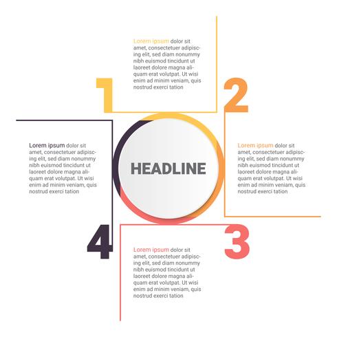 Infografik-Diagramm mit 4 Schritten, Optionen oder Prozessen. Vektorgeschäftsschablone für Darstellung. Visualisierung von Geschäftsdaten. vektor