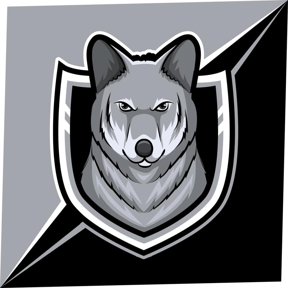 Wolf-Maskottchen für Sport- und Esport-Logo vektor