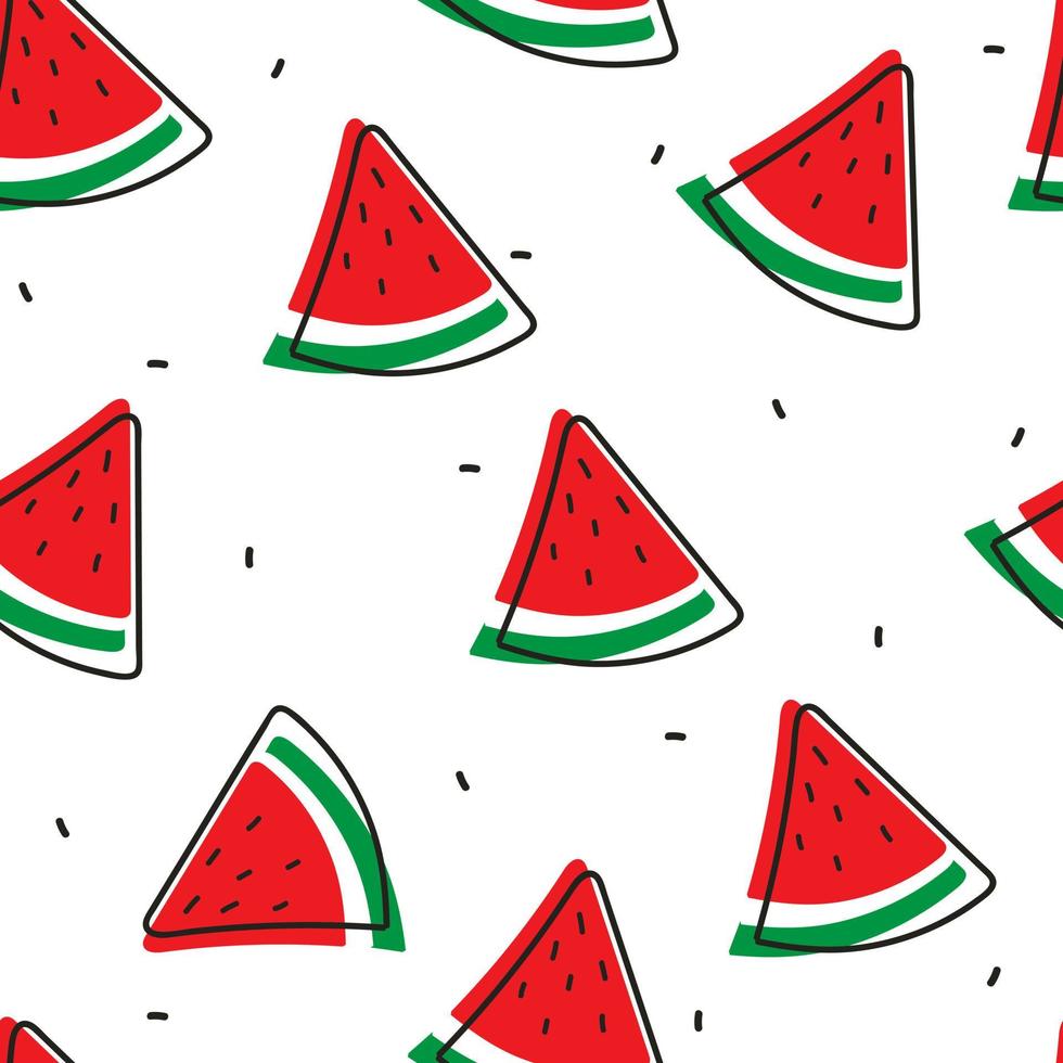sömlösa mönster tecknad vattenmelon vektor