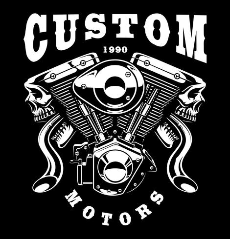 Monster-motor t-shirt design (på mörk bakgrund) vektor