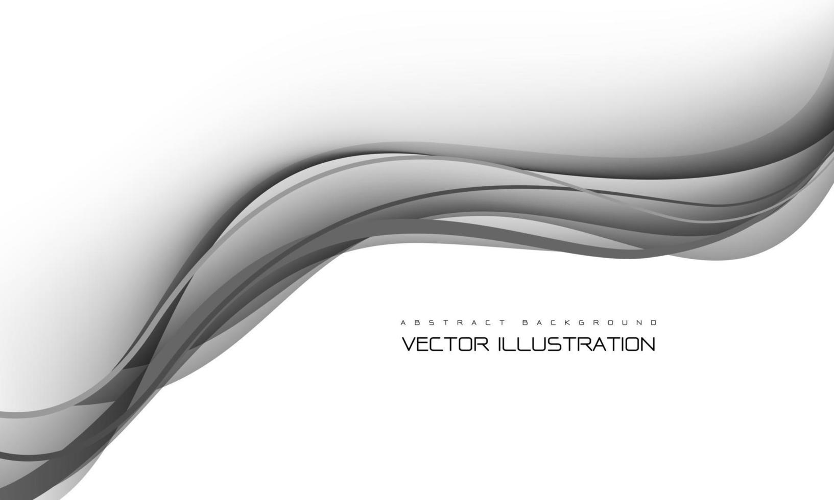 abstrakt svart grå kurva våg överlappning dynamisk på vit design modern futuristisk bakgrund vektor