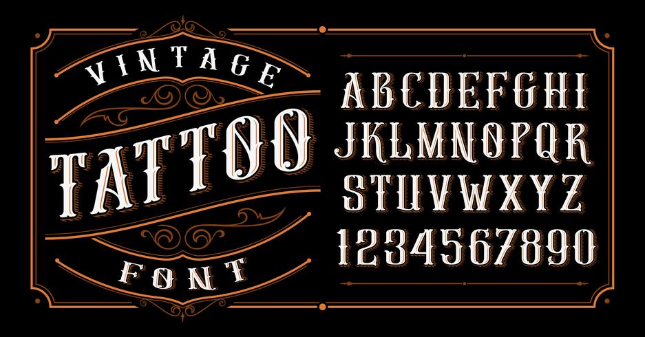 Vintage Tattoo Font. vektor