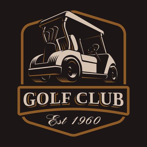 Golfwagenvektorlogo auf dunklem Hintergrund vektor