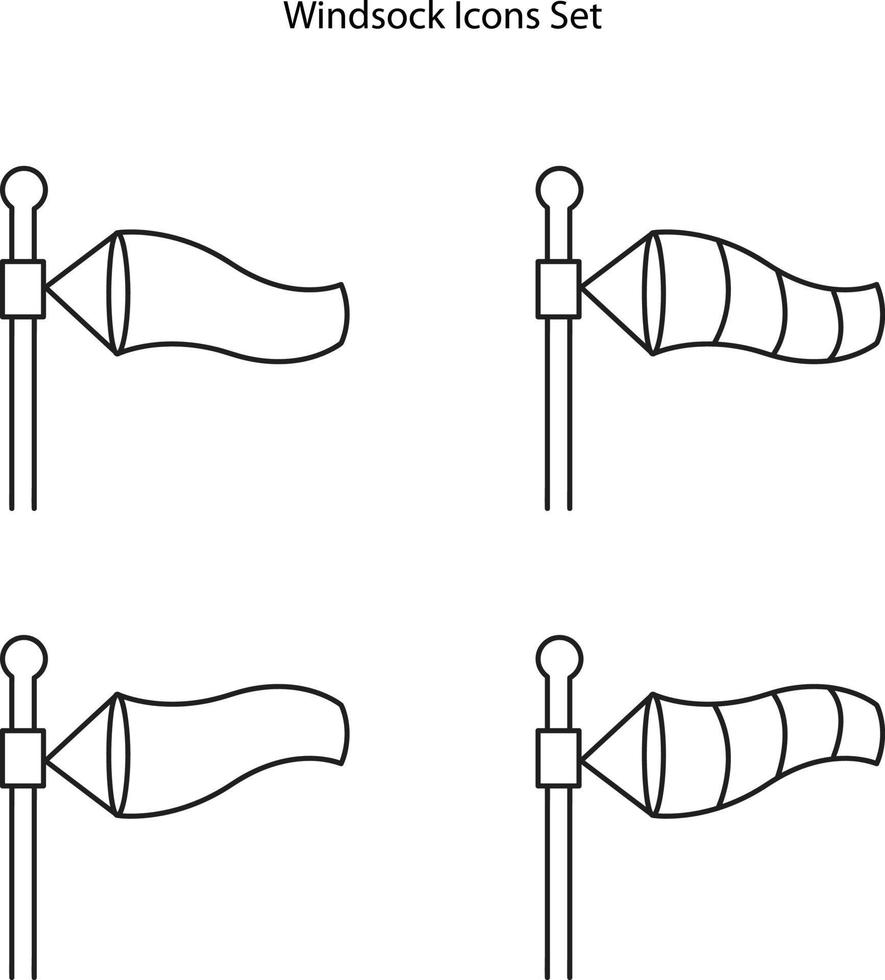 Windsack-Symbole isoliert auf weißem Hintergrund. Windsack-Symbol dünne Linie Umriss lineares Windsack-Symbol für Logo, Web, App, ui. Windsack-Symbol einfaches Zeichen. vektor