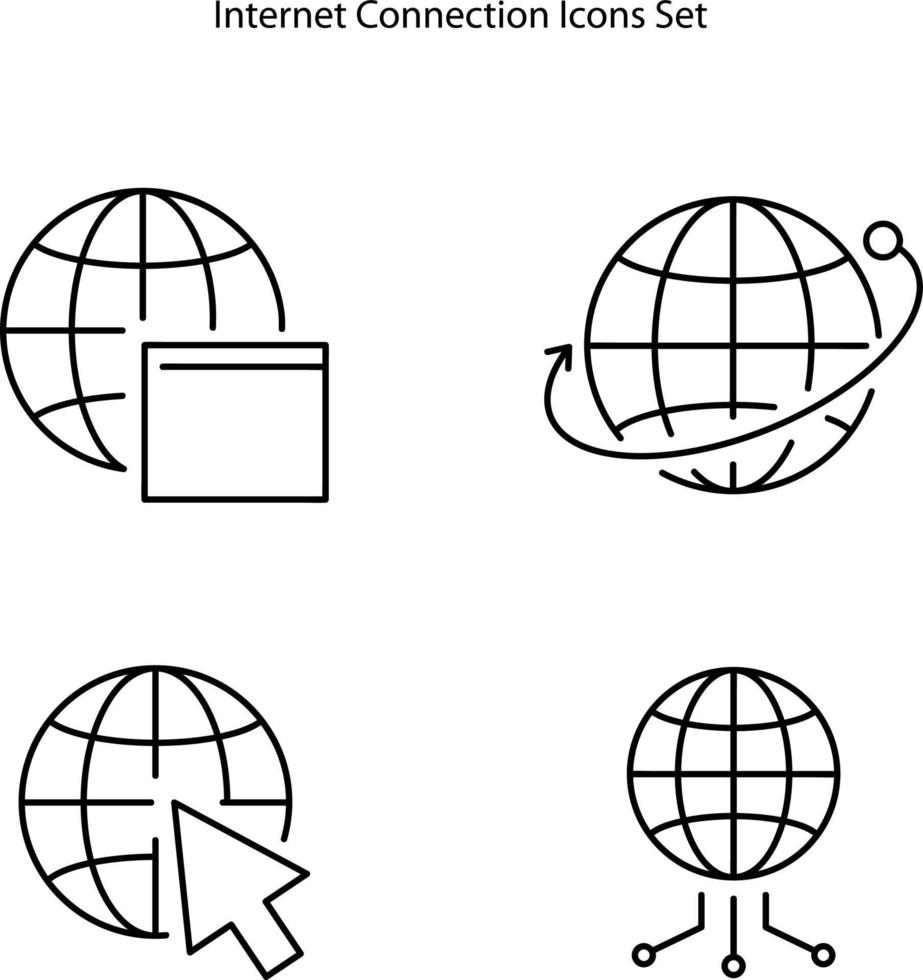 Internet-Icons isoliert auf weißem Hintergrund. Internet-Symbol dünne Linie Umriss lineares Internet-Symbol für Logo, Web, App, ui. Internet-Symbol einfaches Zeichen. vektor