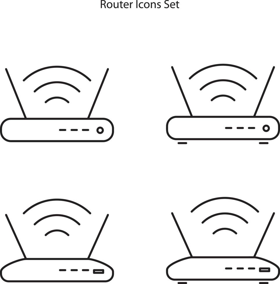 Router-Icons gesetzt isoliert auf weißem Hintergrund. Router-Symbol dünne Linie Umriss lineares Router-Symbol für Logo, Web, App, ui. Router-Symbol einfaches Zeichen. vektor