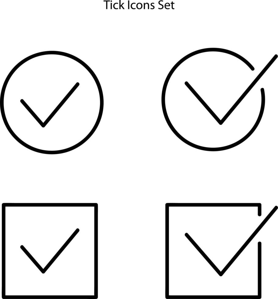 Tick-Icons gesetzt isoliert auf weißem Hintergrund. Tick-Symbol trendiges und modernes Tick-Symbol für Logo, Web, App, ui. Häkchen-Symbol einfaches Zeichen. vektor