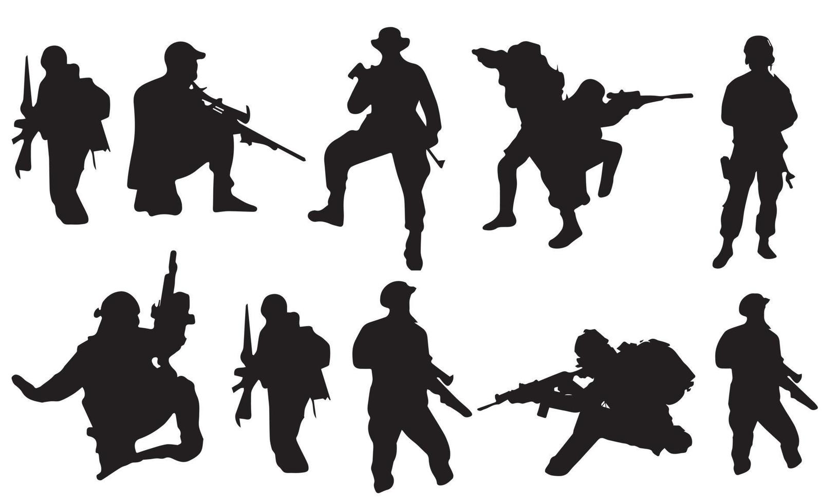 armé soldat vektor illustration design siluett svart och vit bakgrund samling