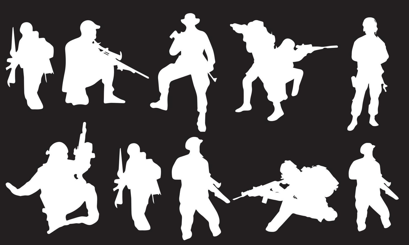 Armee Soldat Vektor Illustration Design Silhouette Schwarz-Weiß-Hintergrund-Sammlung