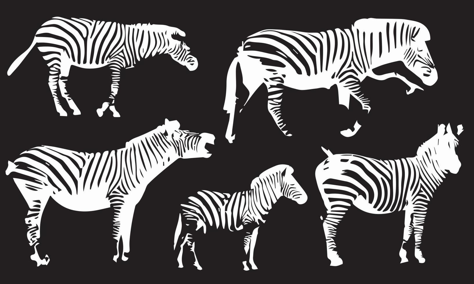 vektor illustration silhuetter djur buntar zebra samling