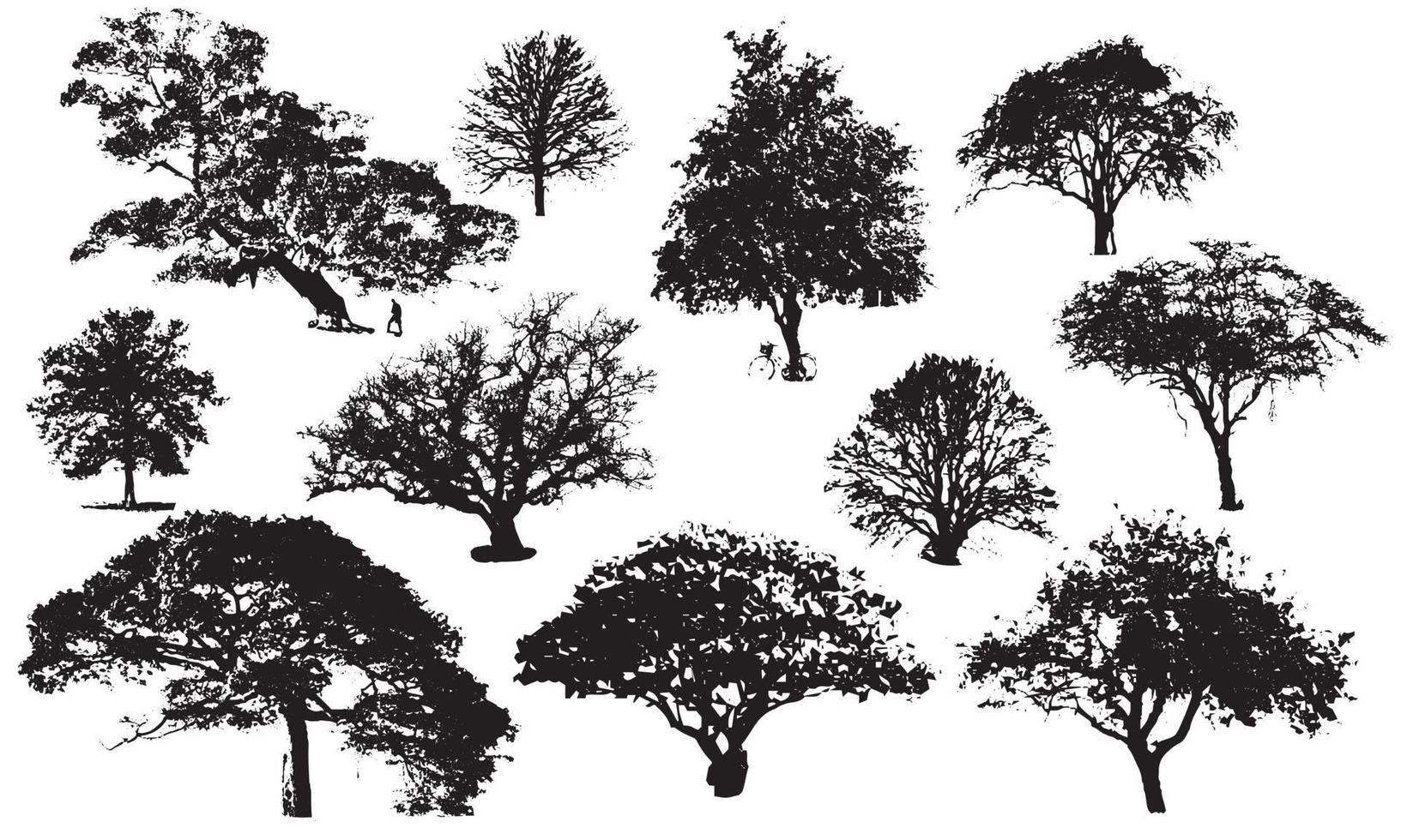 Bäume Vector Illustration Design Schwarz-Weiß-Hintergrund-Sammlung