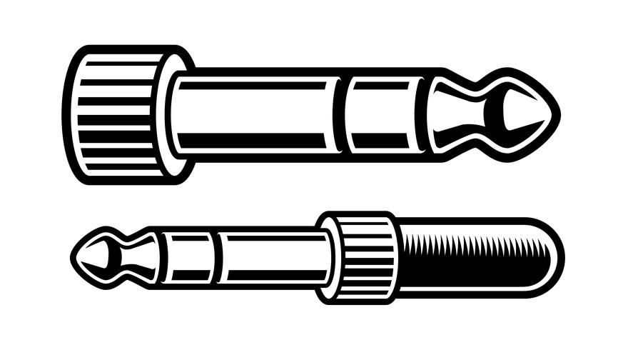 Schwarzweißabbildung des Kopfhörersteckers vektor