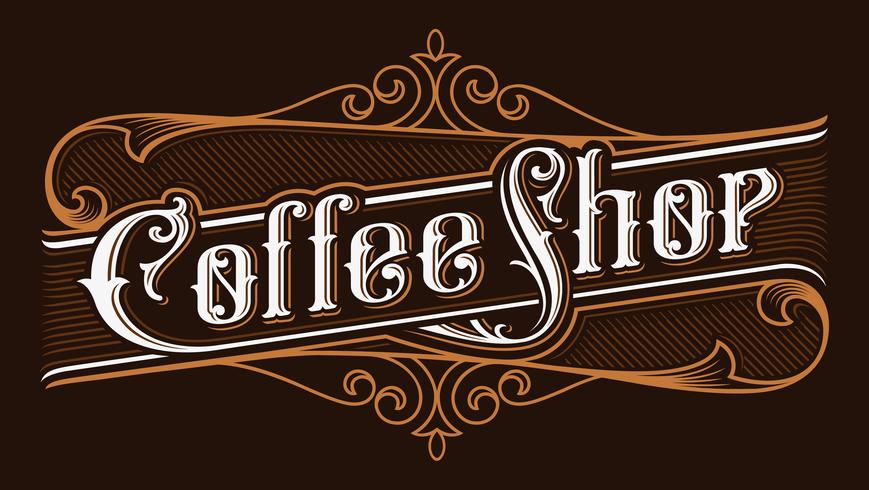 Kaffebutik vintage bokstäver illustration. vektor