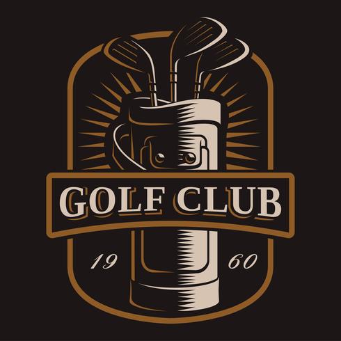 Golfklubbor vektor logotyp på mörk bakgrund