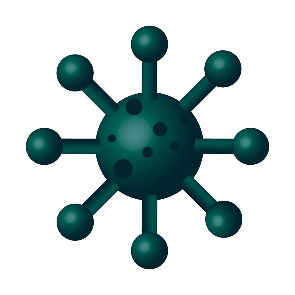 mörkgrönt coronavirus.virus och sjukdomar, pandemier.tecknad stil.volymetrisk bild.vektorillustration vektor