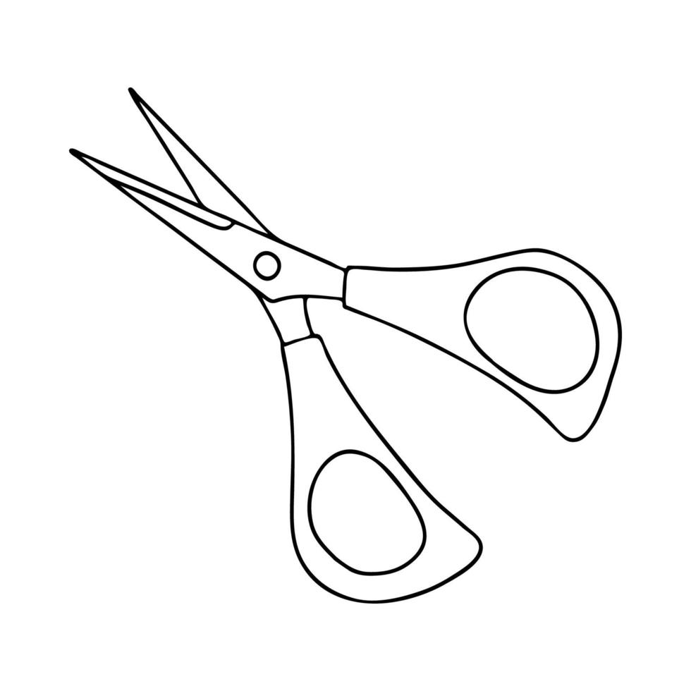 die schere im gekritzelstil.schere für näherinnen und friseuren.schwarz-weiß-bild.monochrome.werkzeuge aus metall.vektorillustration vektor