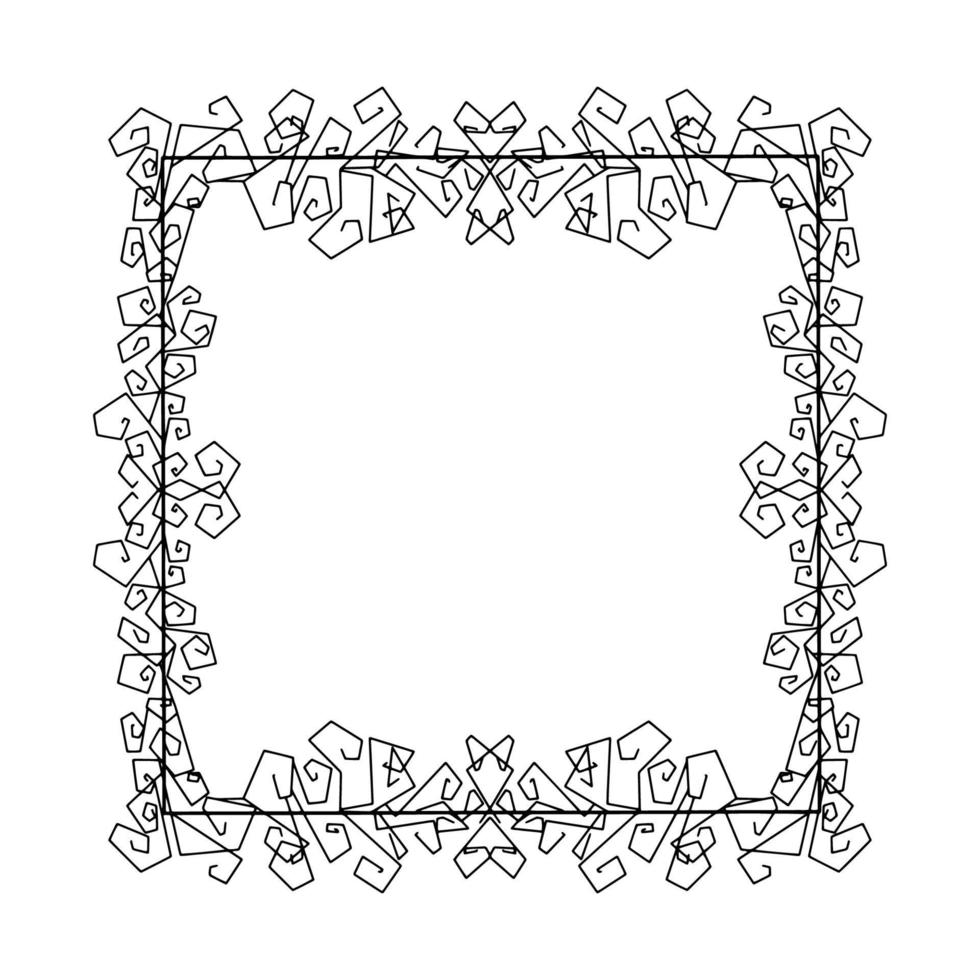 doodle ram. blommiga och geometriska mönster. svartvit bild. konturritning för hand. vektorbild vektor