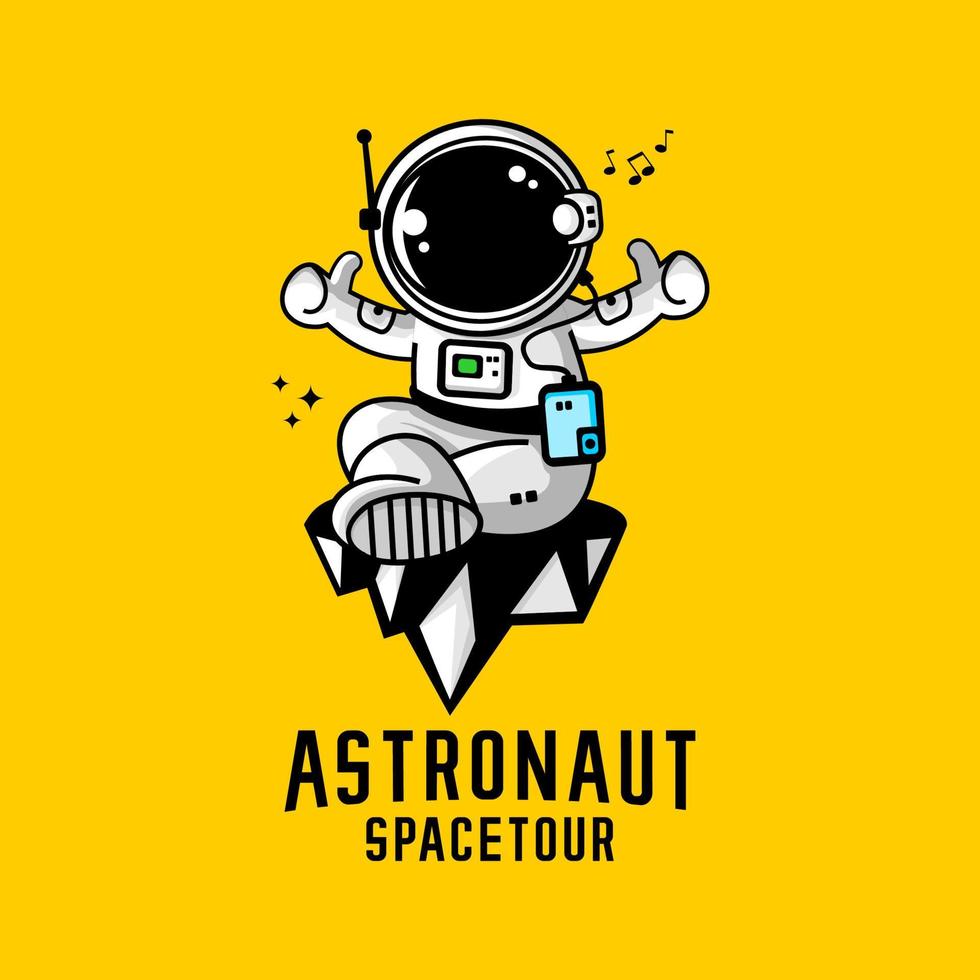 astronaut söt tecknad film vektor