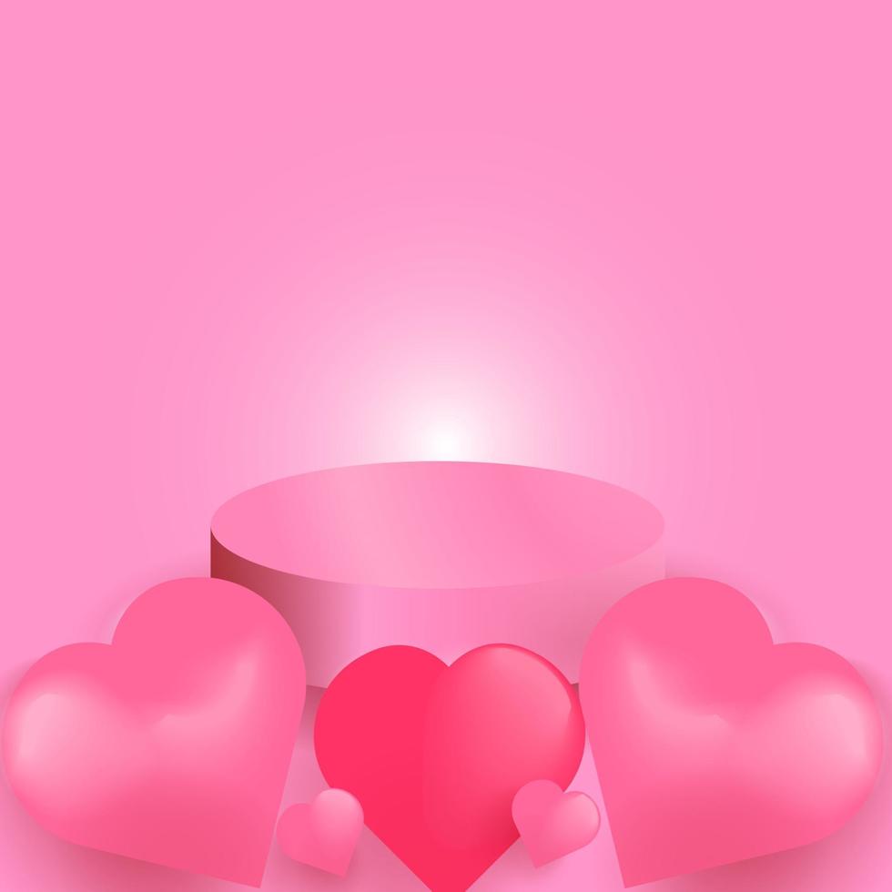 3D-produkt visar rosa podium med realistisk kärlek vektor