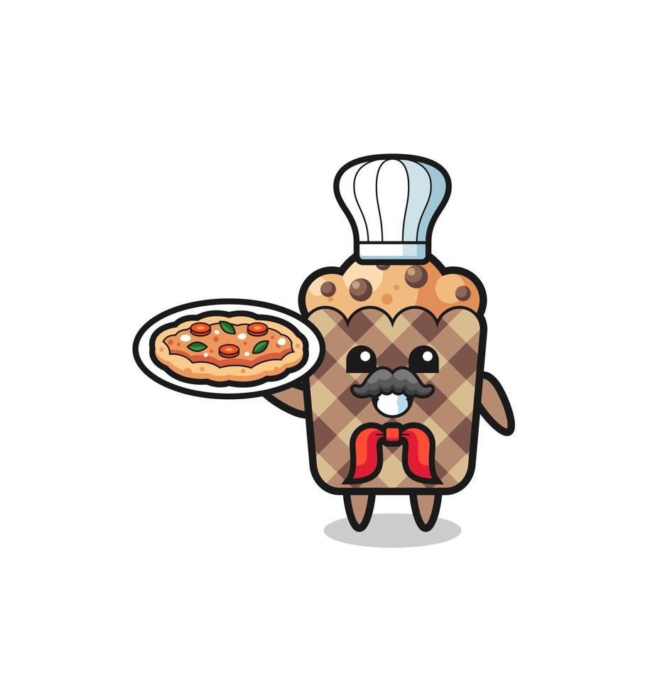 muffins karaktär som italiensk kock maskot vektor