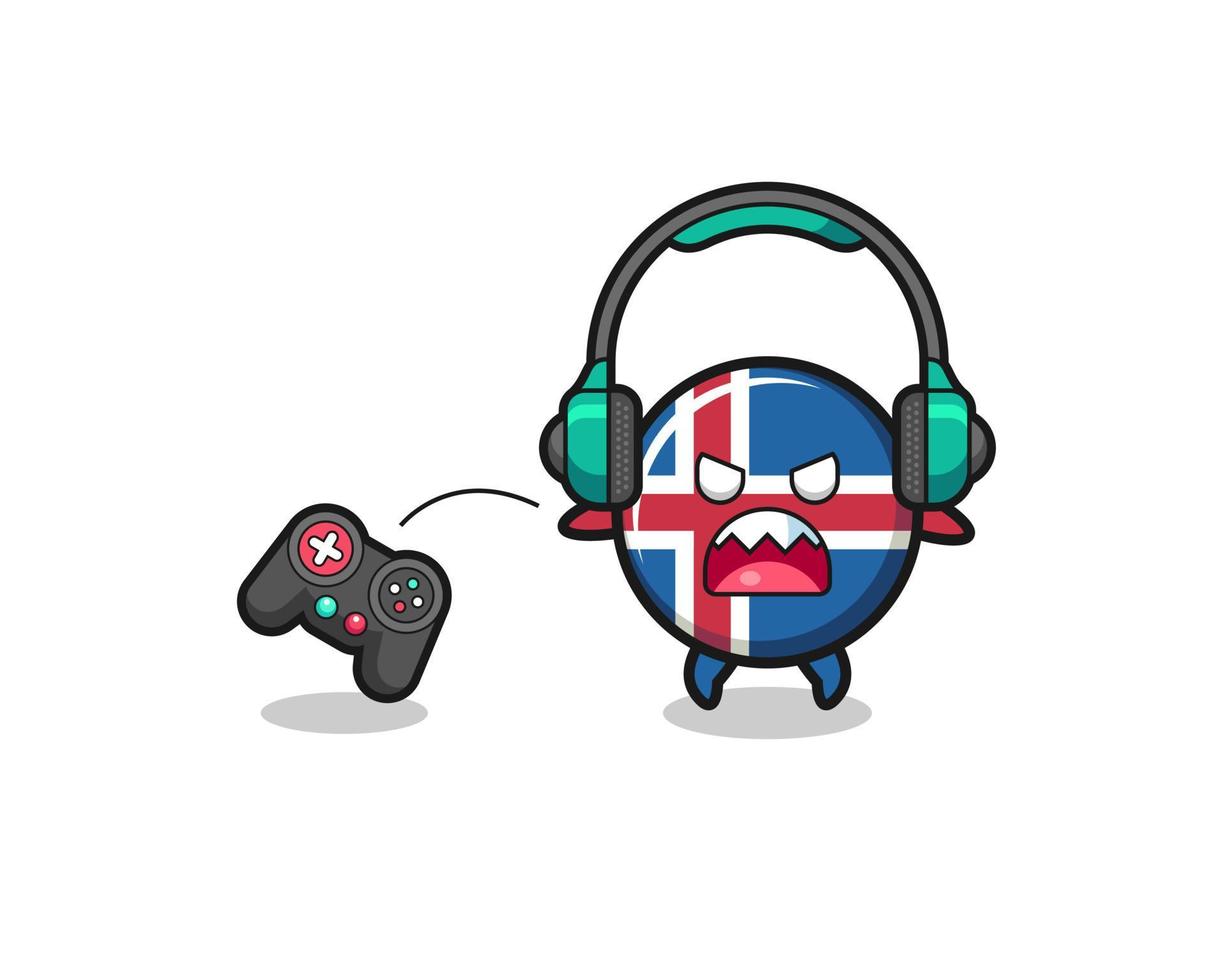 Island Flag Gamer Maskottchen ist wütend vektor