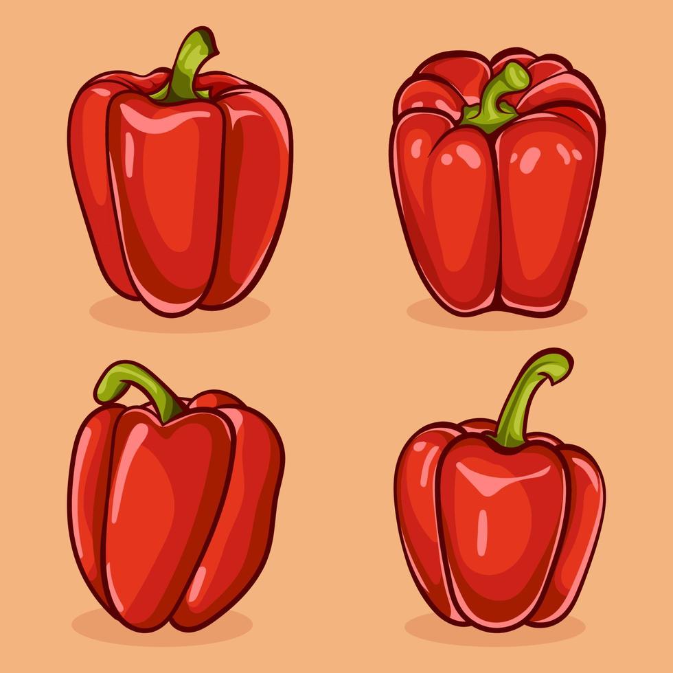 rote paprika-cartoon-symbol-illustration. flacher Cartoon-Stil. Lebensmittel-Icon-Konzept isoliert. Symbol vektor