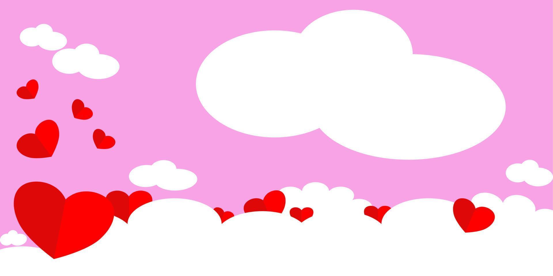 illustration av kärlek och alla hjärtans dag med hjärta och moln. papperssnitt stil. vektor illustration