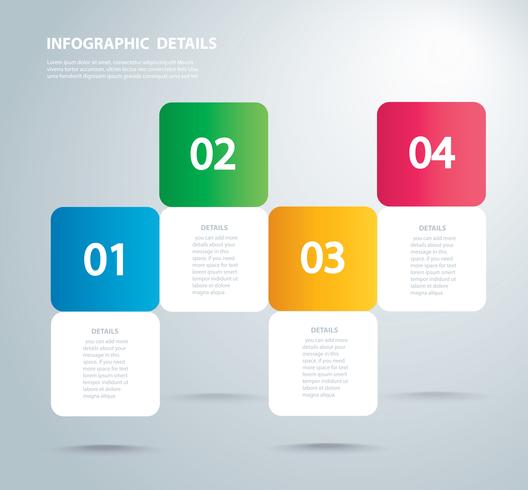 quadratische Infografik Vektor-Vorlage mit 4 Optionen. Kann für Web, Diagramm, Grafik, Präsentation, Diagramm, Bericht, Schritt für Schritt Infografiken verwendet werden. Abstrakter Hintergrund vektor