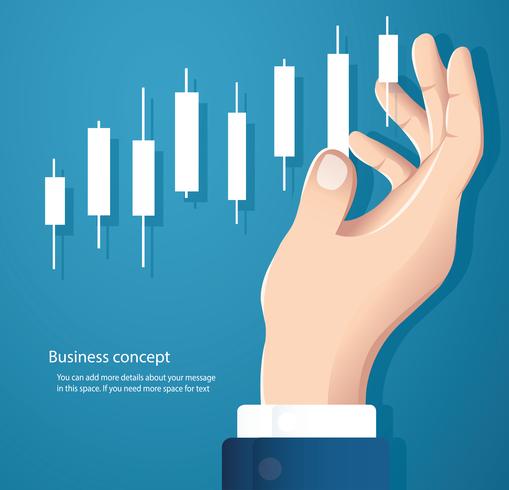hand som håller en ljusstake diagram börsen ikon vektor bakgrund