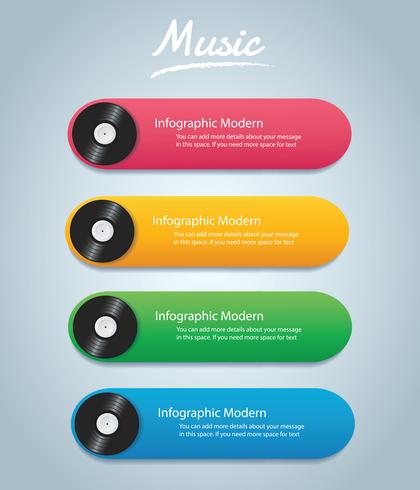 vinyl rekord med täckmockup infographic bakgrund vektor