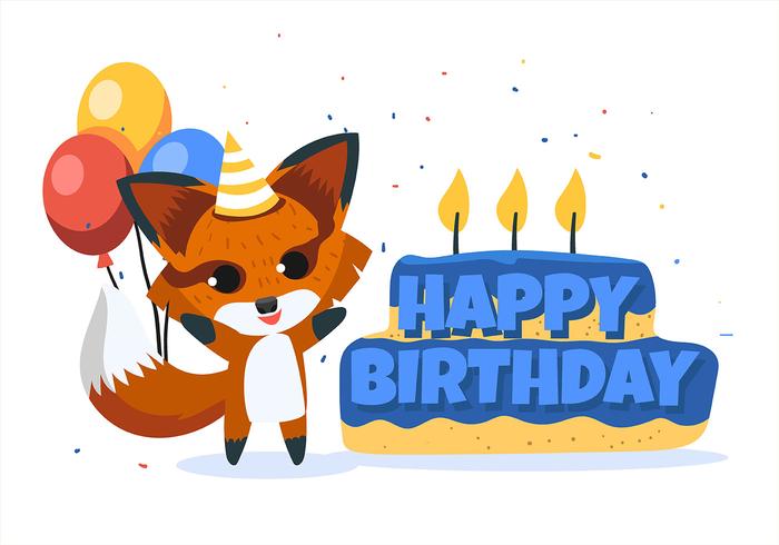 Grattis på födelsedagen Animal Fox vektor