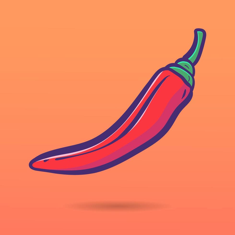 rote chili-cartoon-symbol-illustration. flacher Cartoon-Stil. Lebensmittel-Icon-Konzept isoliert. Symbol vektor