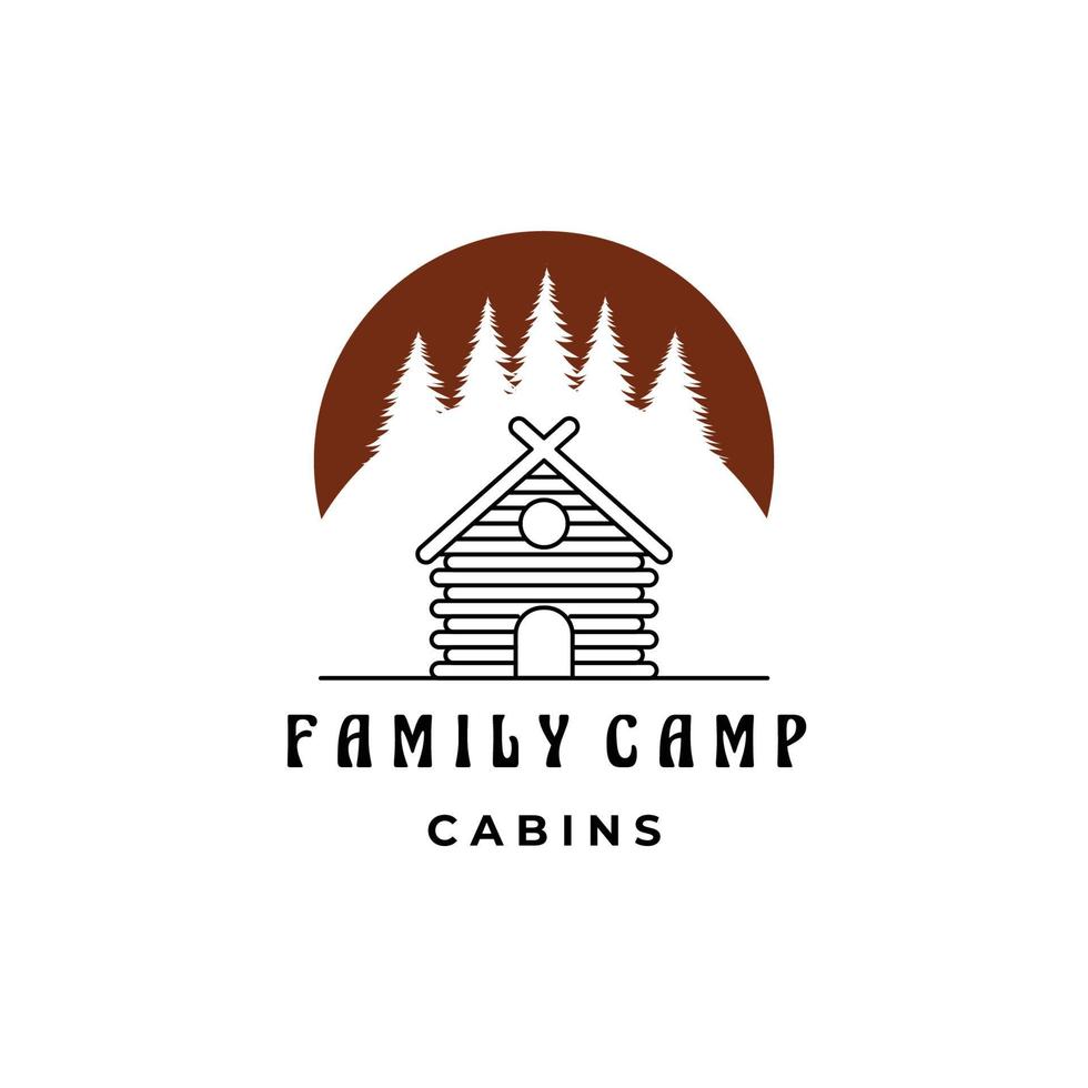 Cabin Line Art Logo minimalistisches Vektorillustrationsdesign im Wald vektor