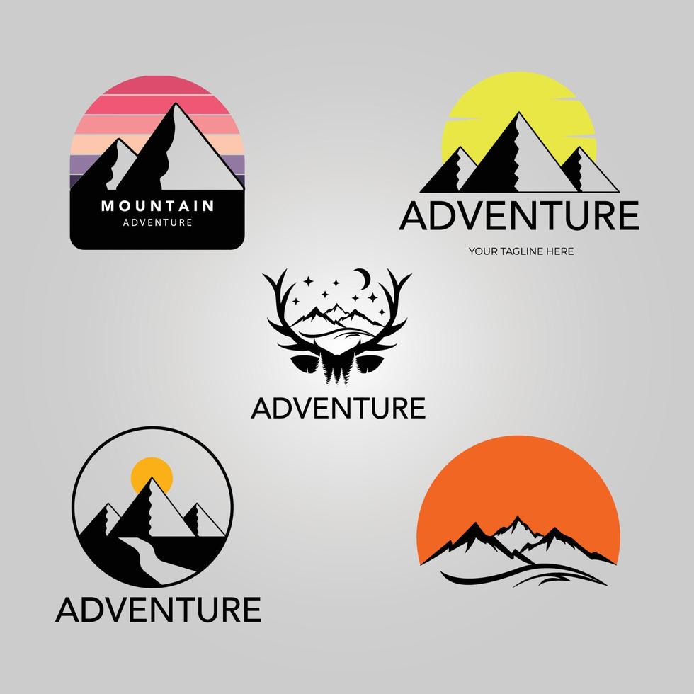 Set Abenteuer Logo Symbol Vintage minimalistisches Illustrationsdesign kreativ vektor