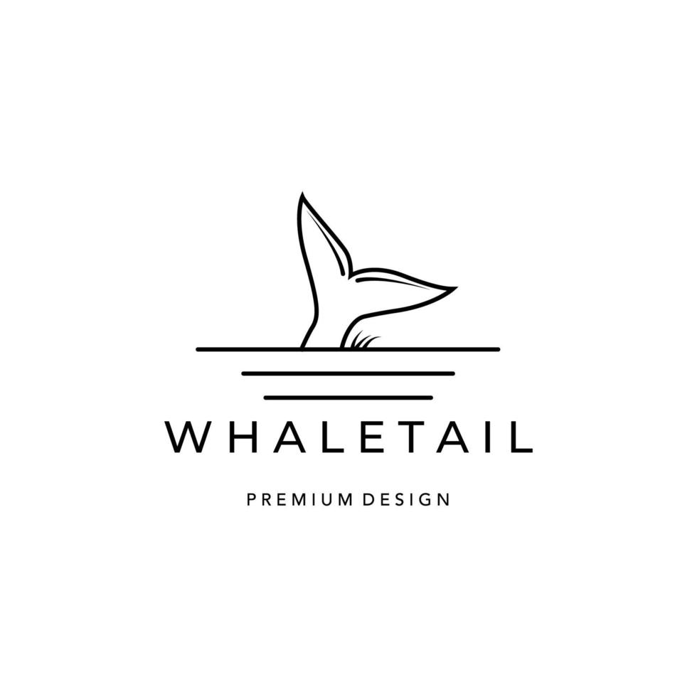 whale tail logotyp ikon linjekonst minimalistisk vektorillustration design vektor