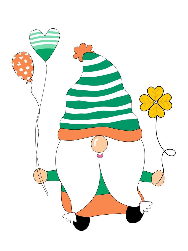 Happy Patrick's Day mit süßen Zwergen. in Grüntönen gestaltet vektor
