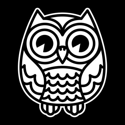 Netter Karikatur Owl Bird mit großen Augen in sitzender Position vektor