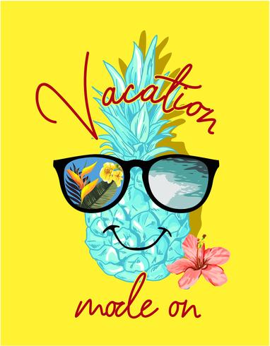 semester mode slogan med ananas illustration vektor