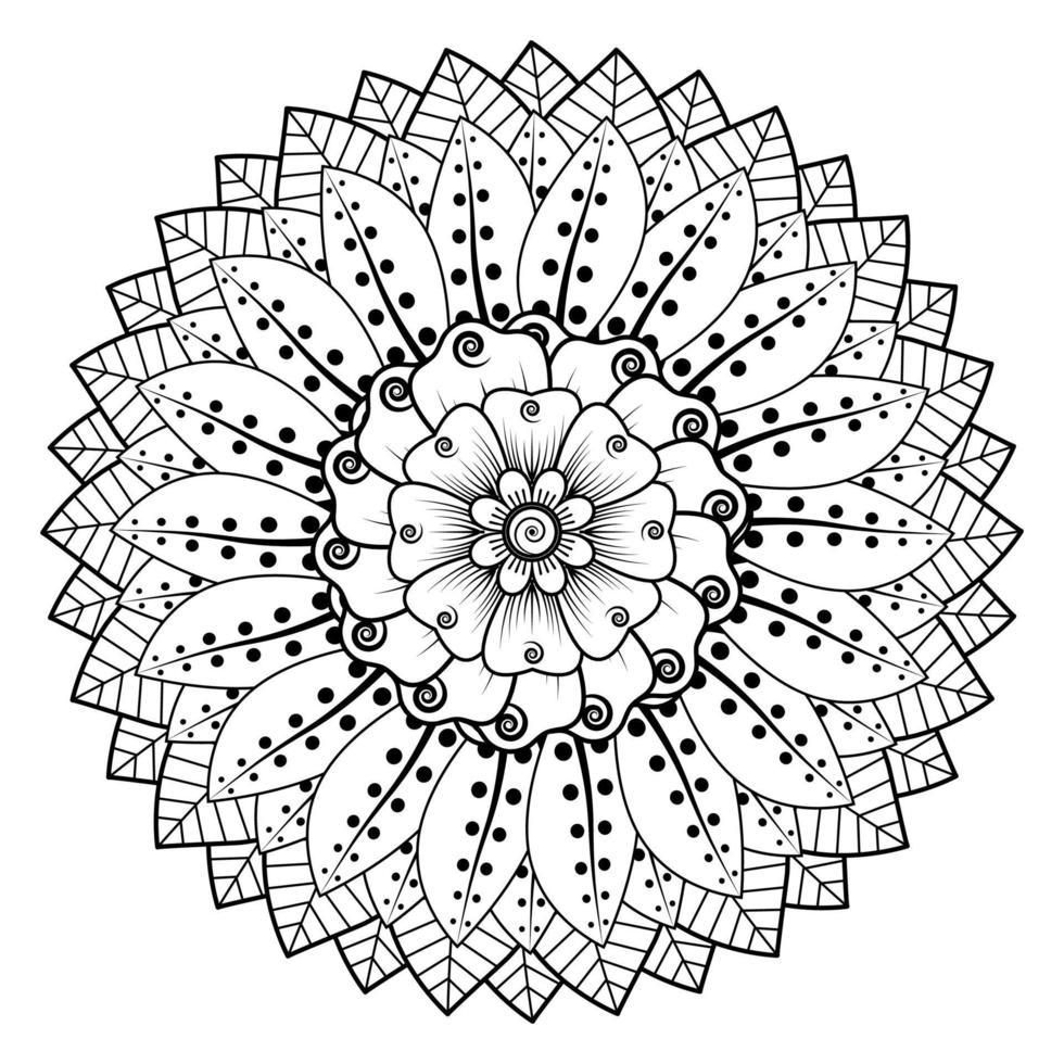 kreisförmiges Muster in Form von Mandala für Henna, Mehndi, Tätowierung, Dekoration. dekoratives Ornament im ethnisch-orientalischen Stil. Malbuchseite. vektor