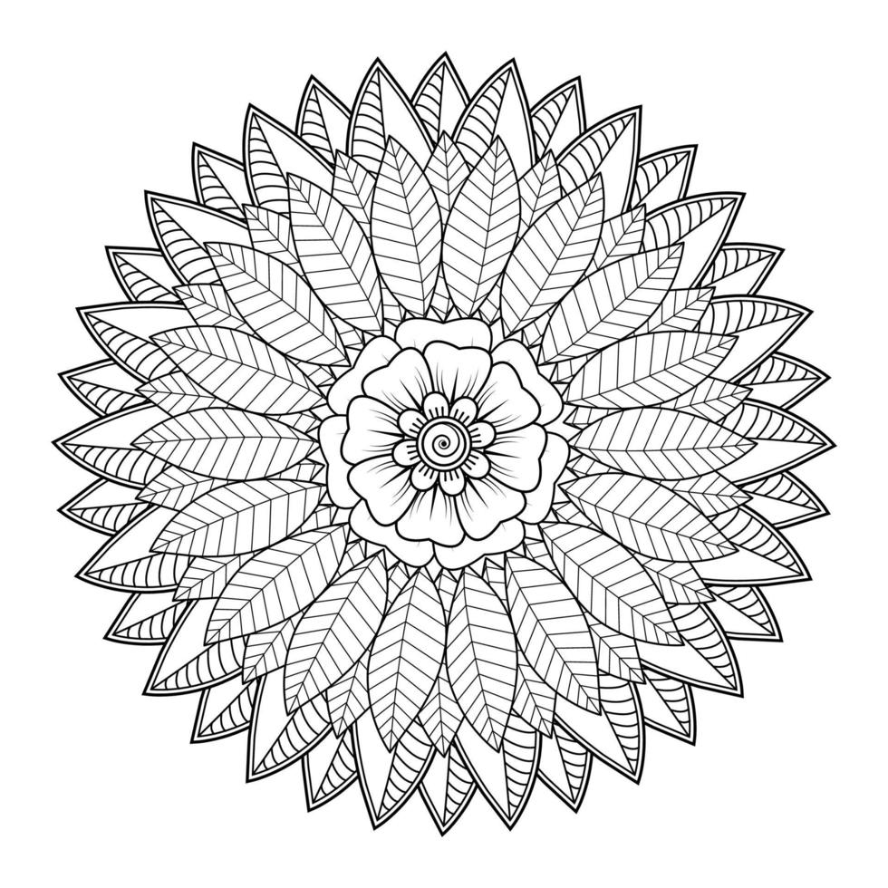 kreisförmiges Muster in Form von Mandala für Henna, Mehndi, Tätowierung, Dekoration. dekoratives Ornament im ethnisch-orientalischen Stil. Malbuchseite. vektor