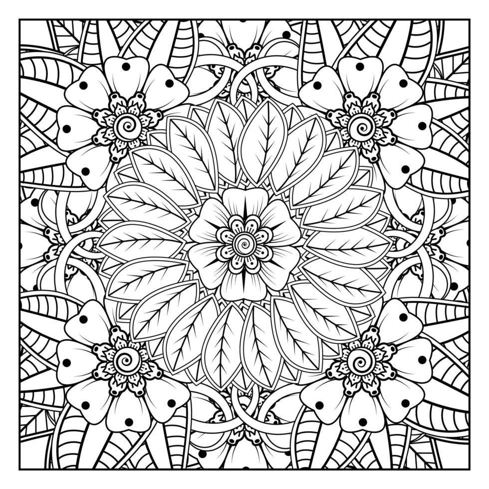 kreisförmiges Muster in Form von Mandala für Henna, Mehndi, Tätowierung, Dekoration. dekoratives Ornament im ethnisch-orientalischen Stil. Malbuchseite. vektor