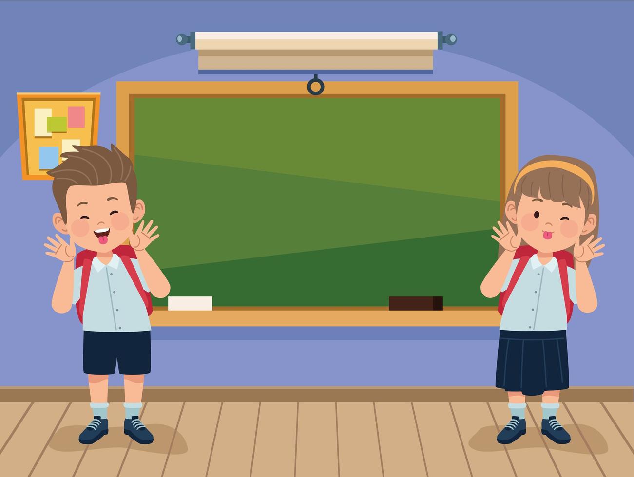 två elever barn i klassrummet vektor