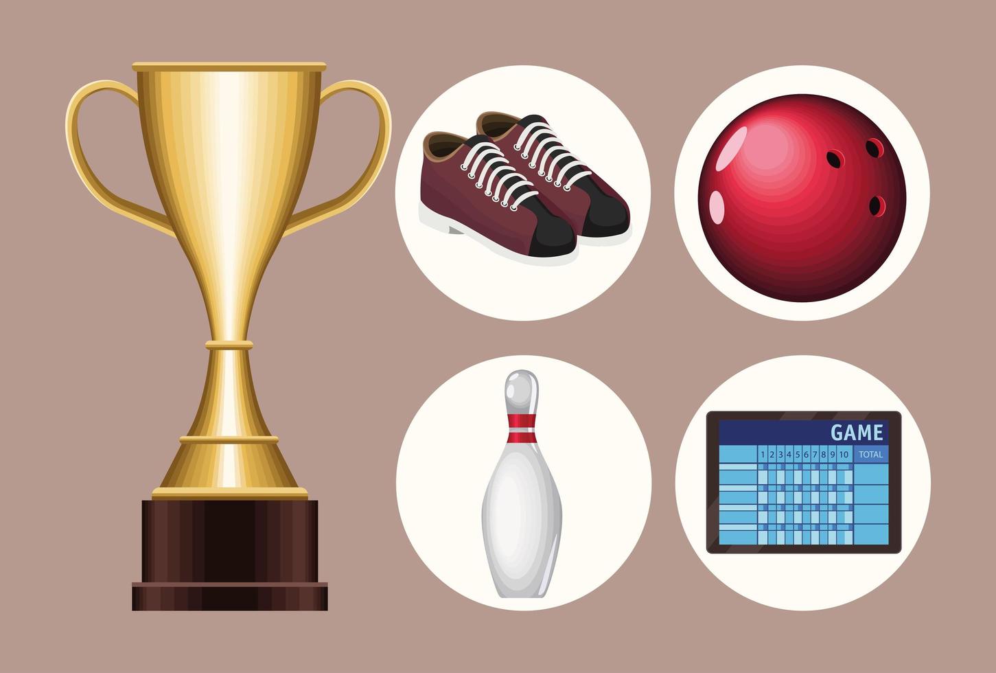 fem bowling sport ikoner vektor
